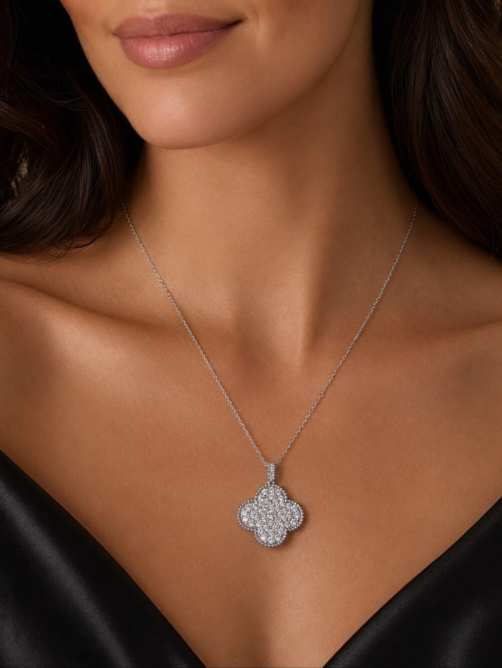 Fashion Designer Vintage Clover Necklace  Sterling Silver Gold-Plated Jewelry